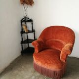 Orange velvet toad armchair