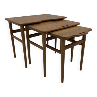 Danish Teak Nesting Tables by Kurt Østervig for Jason Møbler, 1960s, Set of