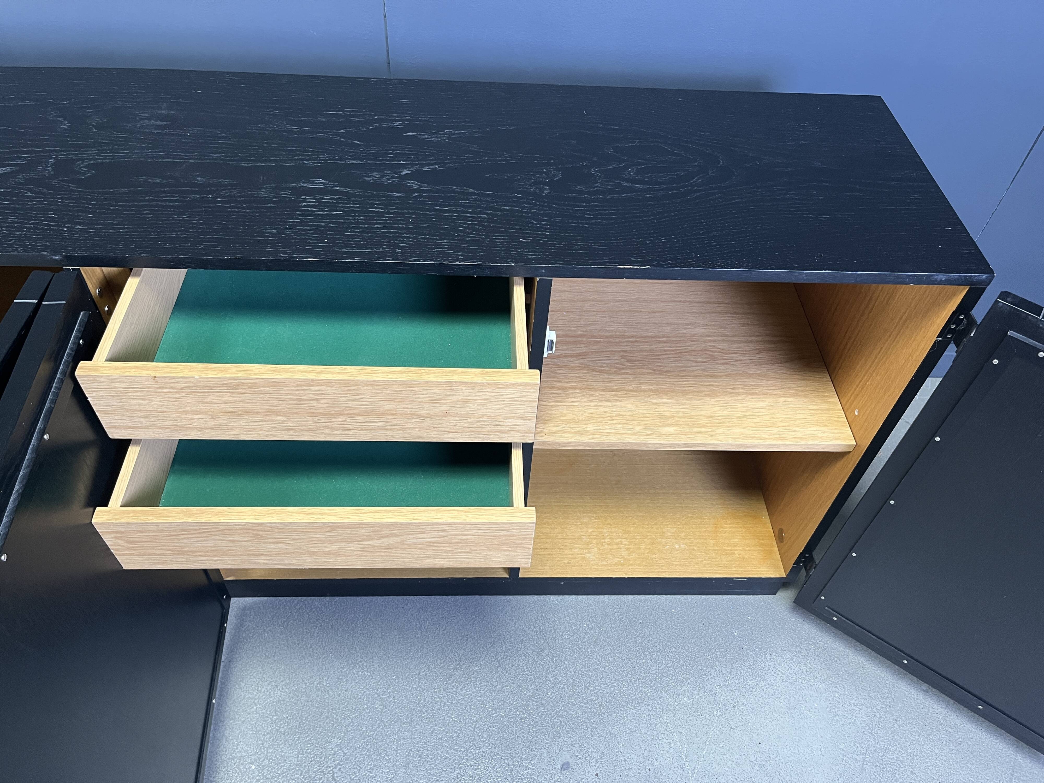 Vintage black brutalist sideboard, 1970s.