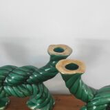 Two art deco ceramic candlesticks