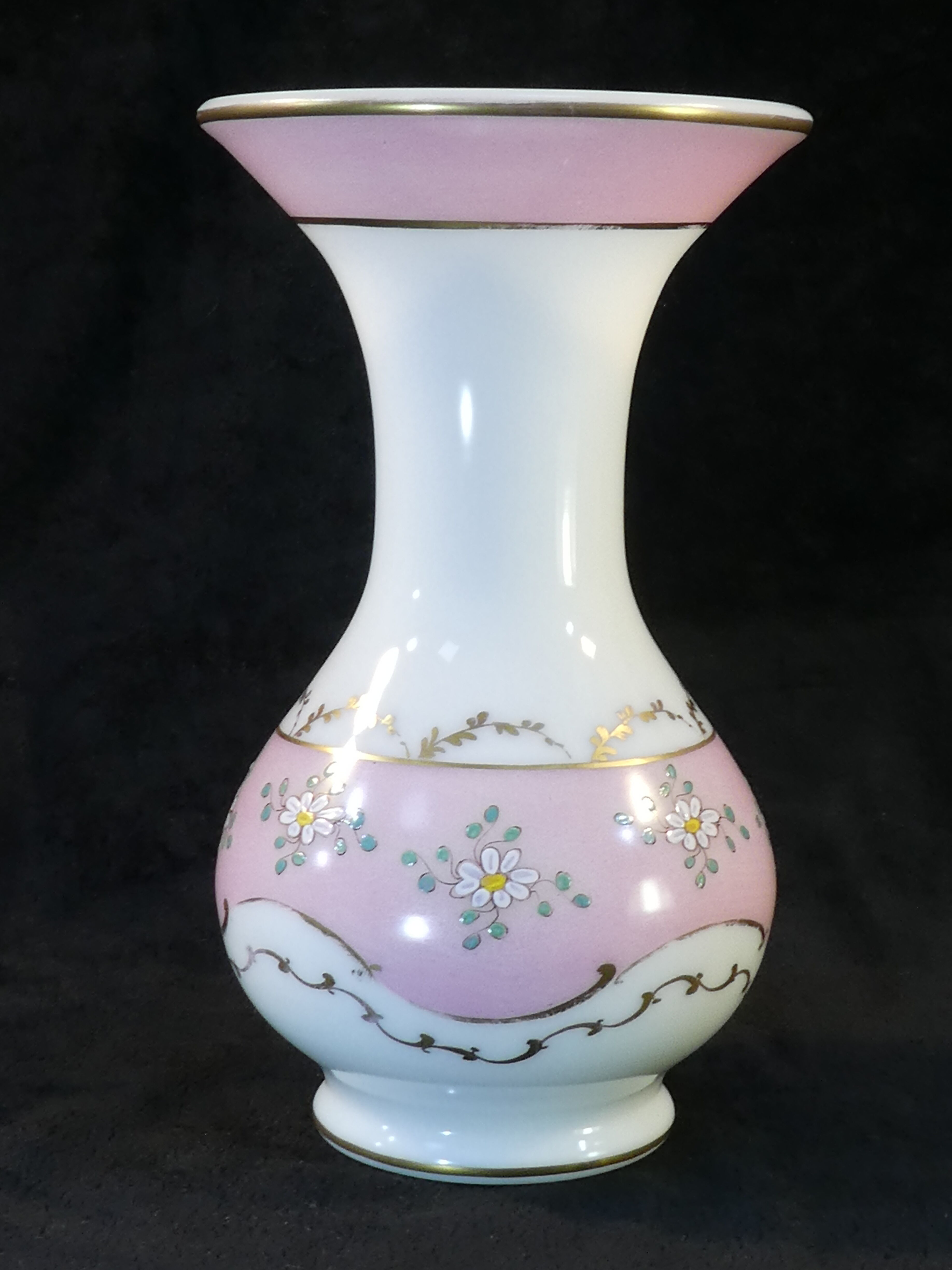 Pansu vase in opaline decoration of enamelled flowers NAPOLEON 3