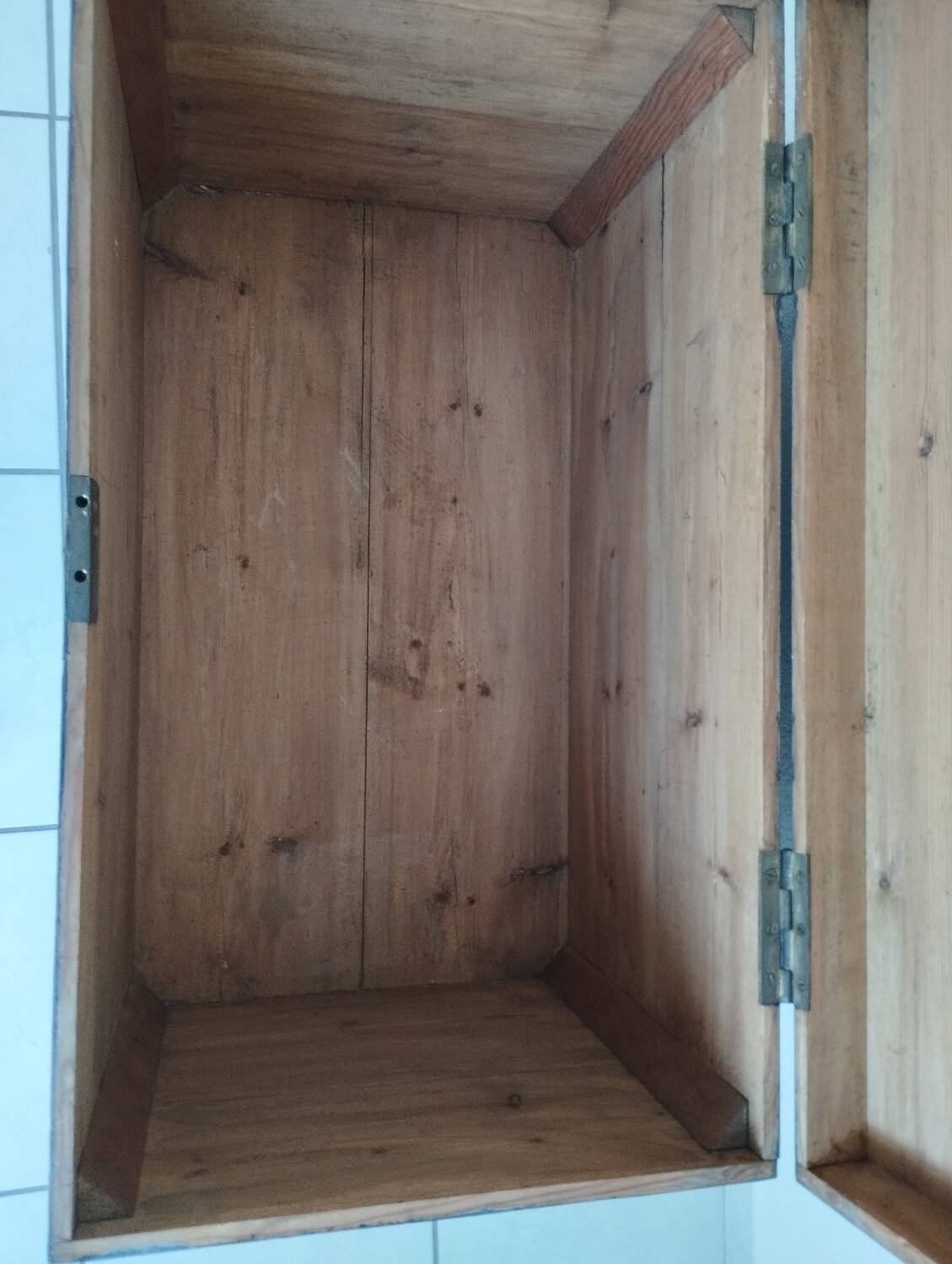 Old waxed wooden trunk 19th century