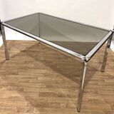 Table à manger années 70 itaienne verre fumé