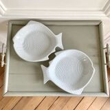 Embossed ceramic fish dishes