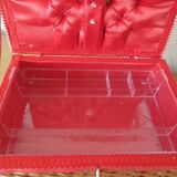 Vintage wicker and scoubidou sewing box