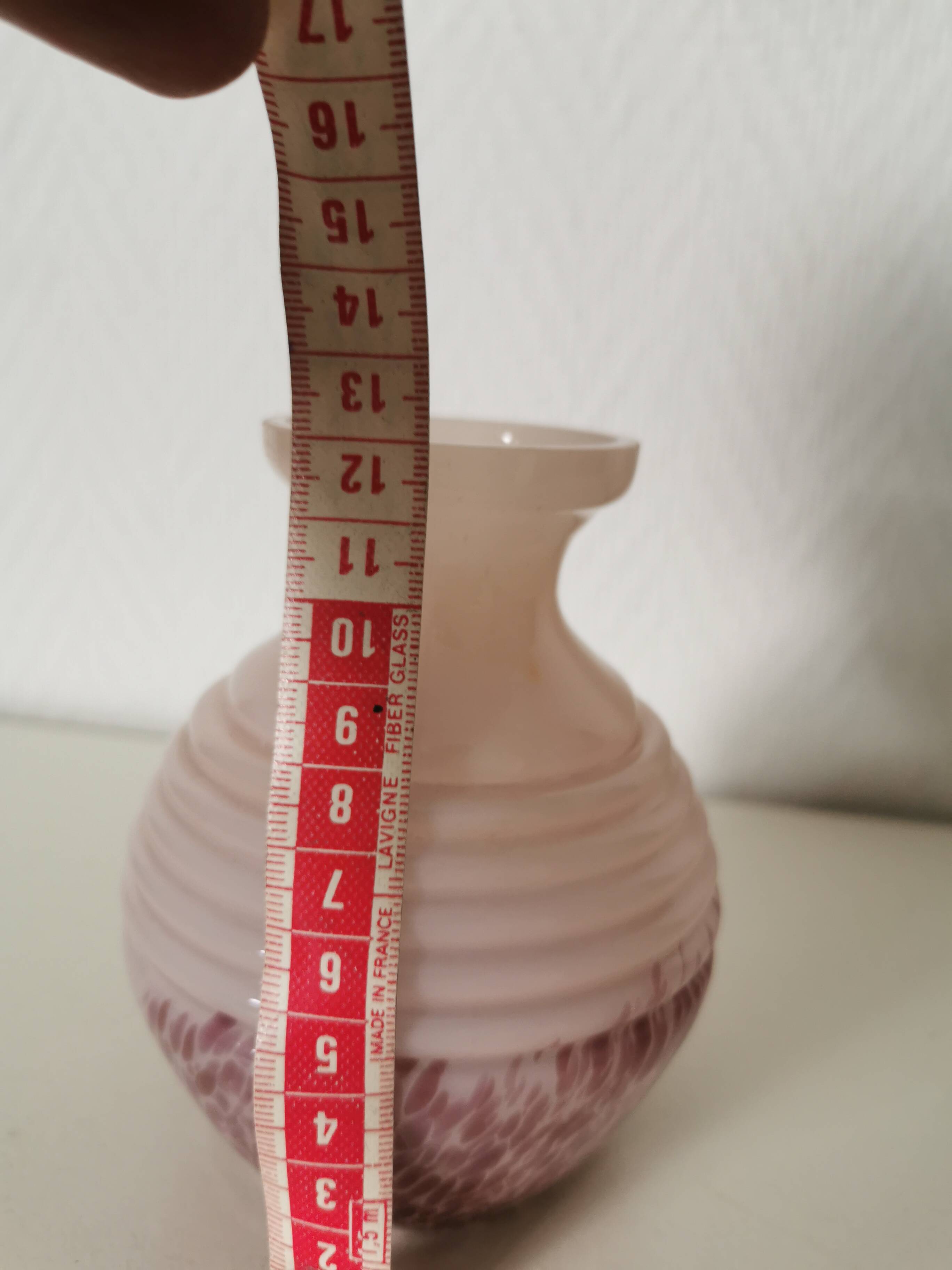 round opaline vase, pink and purple, 1940s