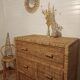 High wood and rattan chest of drawers