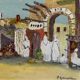 Oriental oil on cardboard with a knife by P. Gobewille