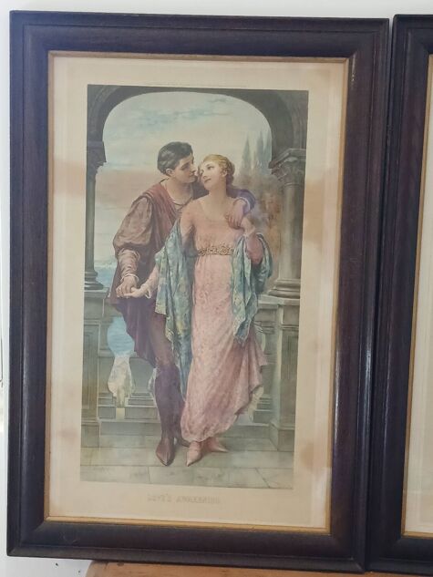 Duo d'estampes datant du début du siècle sur le thème de l'amour
