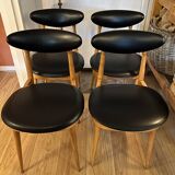Pierre Guariche Unicorn chairs (golden oak, matte varnish)