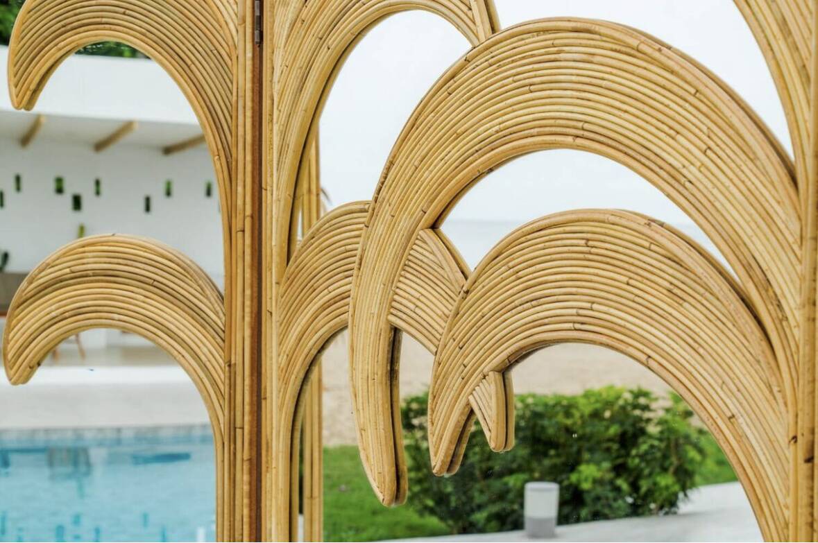 Mirror and rattan screen