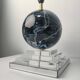 Architectural Stepped Lucite Lamp with Faux Marble Glass Sphere 1970s