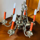 Chandelier Lucien Gau - Louis XIII model - solid bronze - 6 lights
