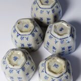 Chinese Qing style tea service porcelain calligraphy "Epitaph" vintage