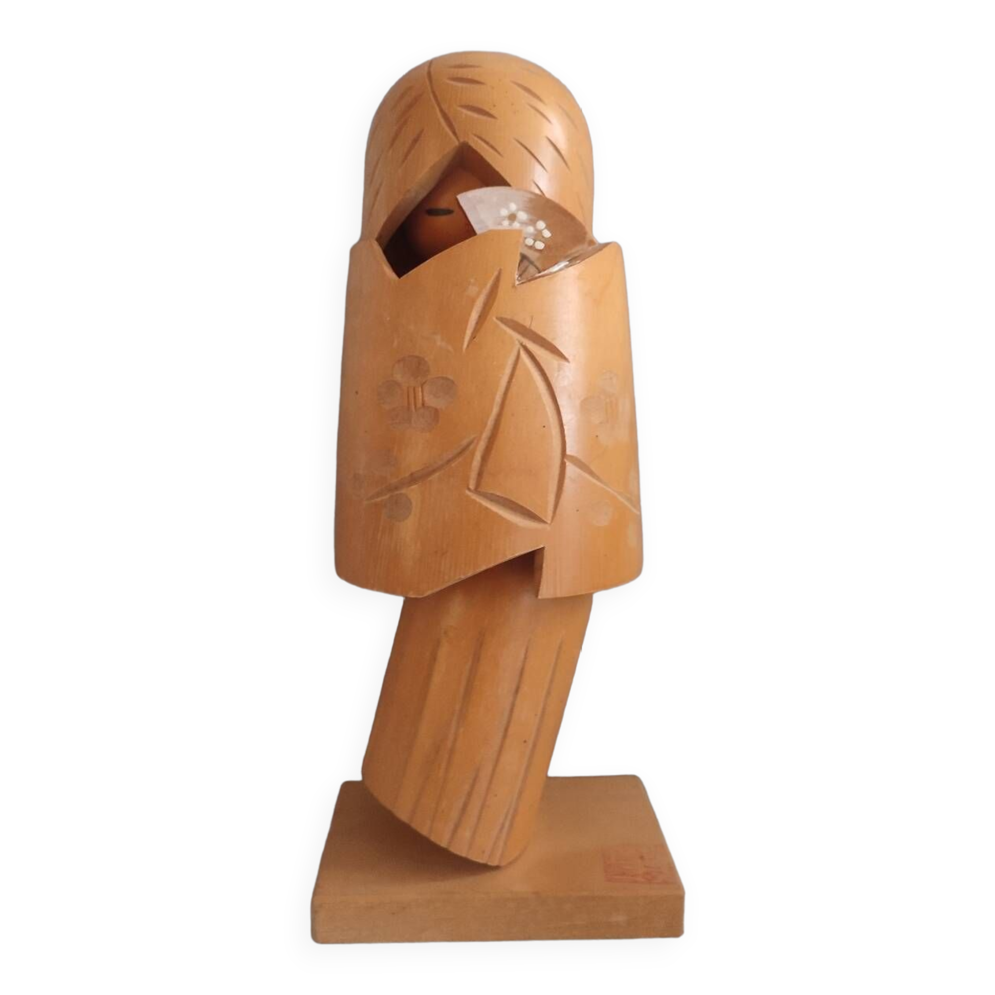 Vintage Japanese kokeshi doll in bamboo japenese dancing geisha