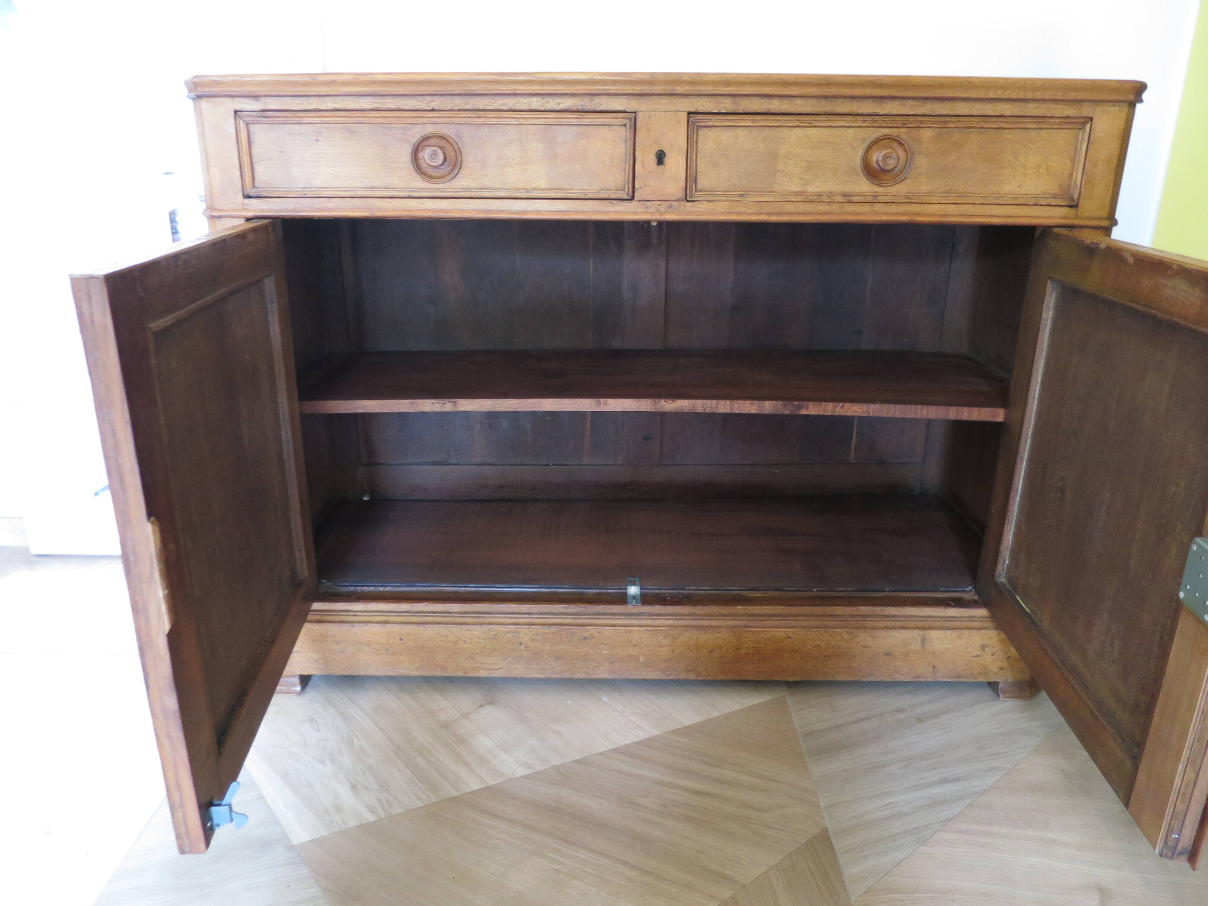 Old - Beautiful solid oak sideboard - 2 doors - 2 drawers in golden oak color