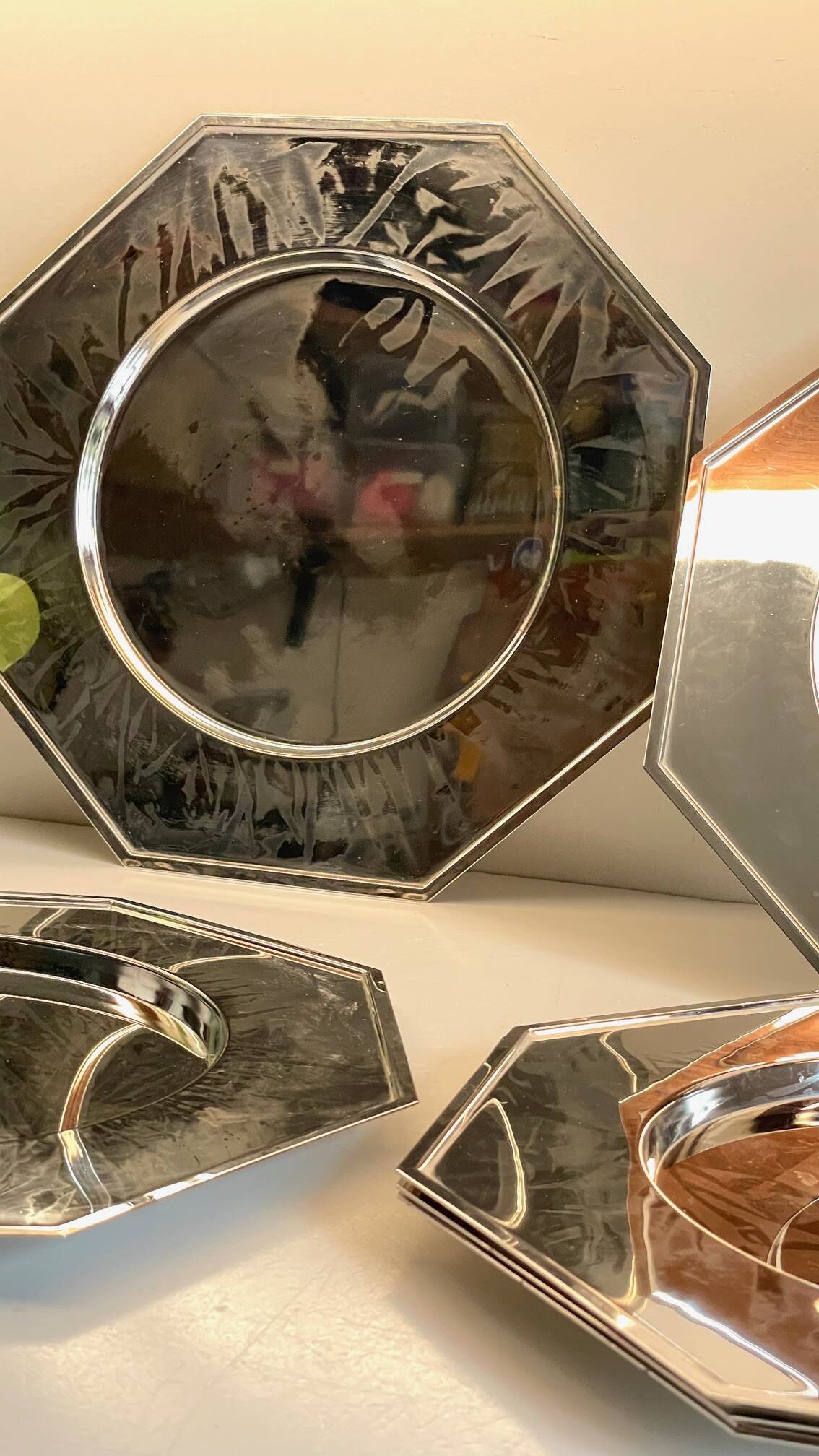 6 Vintage Silver-Plated Metal Plates and Dishes