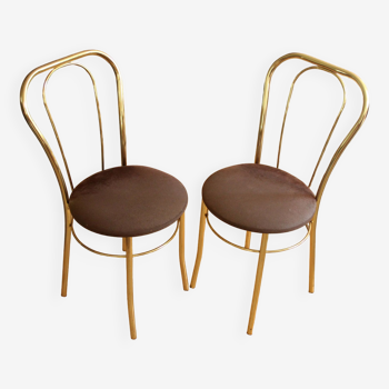 2 Mid Century brass chairs, made in Italy, vintage from the 1970s