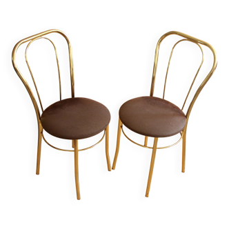 2 chaises en laiton, fabriquées en Italie, vintage des années 1970