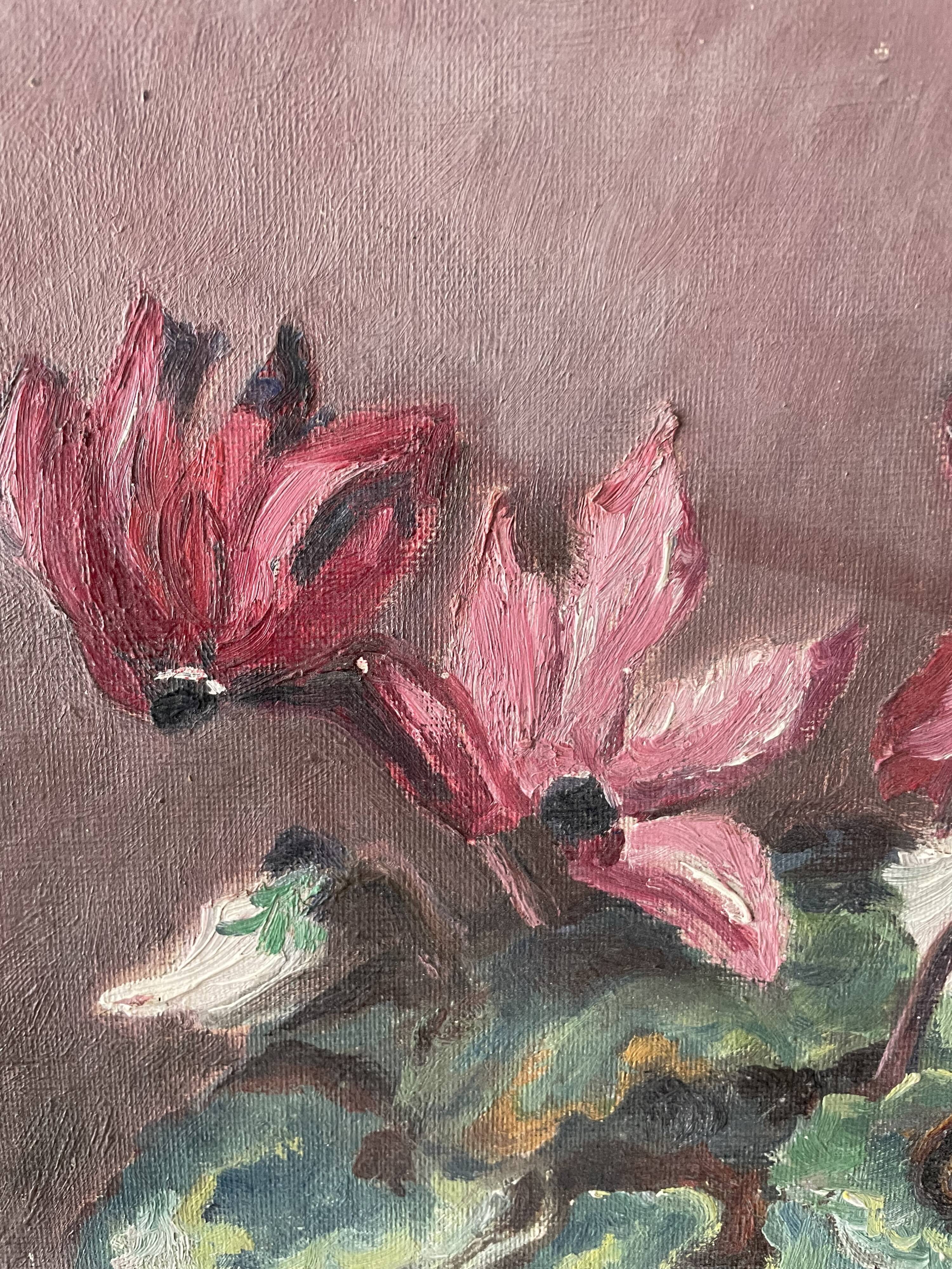 Ancient painting - Bouquet of cyclamens