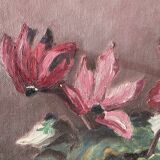 Tableau ancien - bouquet de cyclamens