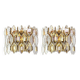 Pair of wall sconces in gilded brass and crystal by Palwa, Germany, 1970s.