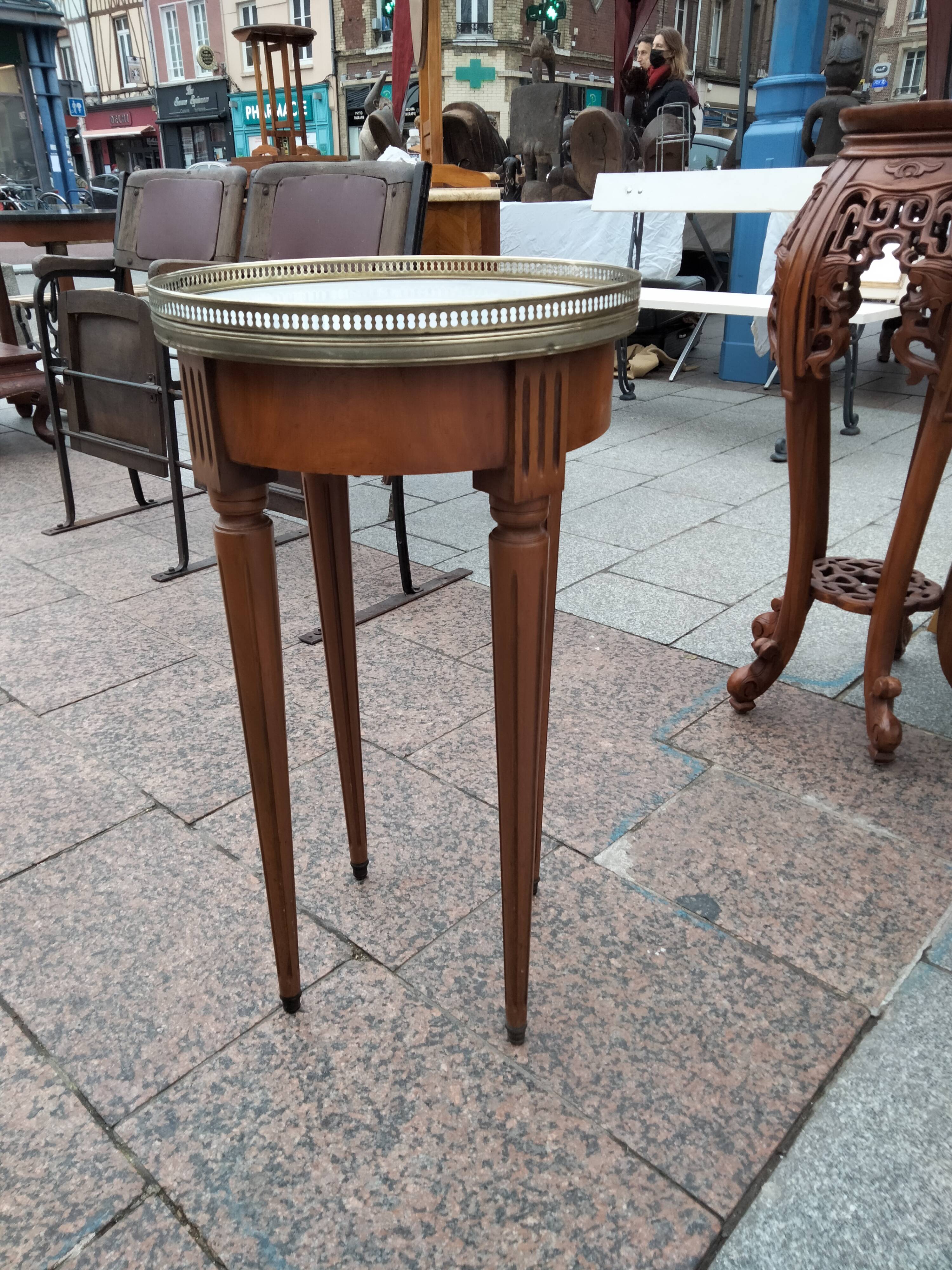 Gueridon side table old marble top vintage xxeme