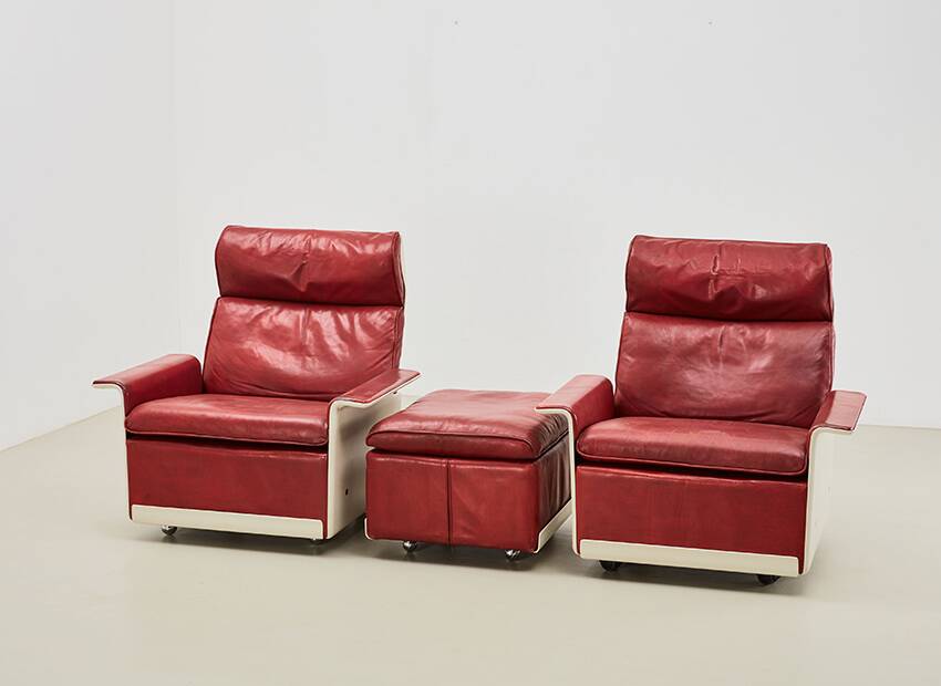 Dieter Rams Pair of Lounge Chairs + Ottoman 620 Series for Vitsoe 1962