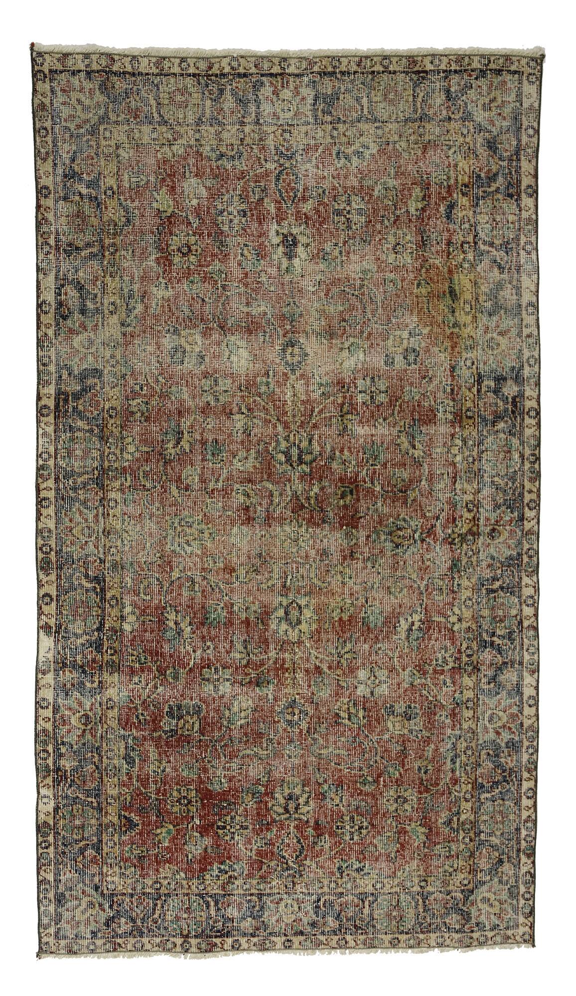 Turkish Anatolian Handmade Vintage Area Rug 204 cm x 114 cm