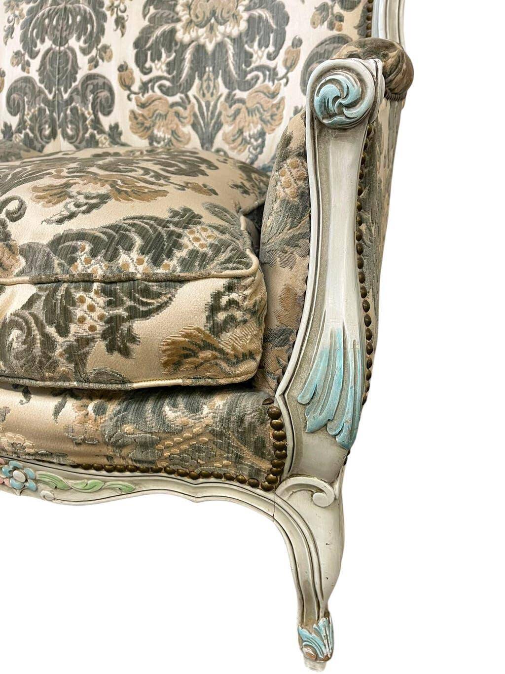 Vintage grey beige baroque armchair/sofa/lounge.