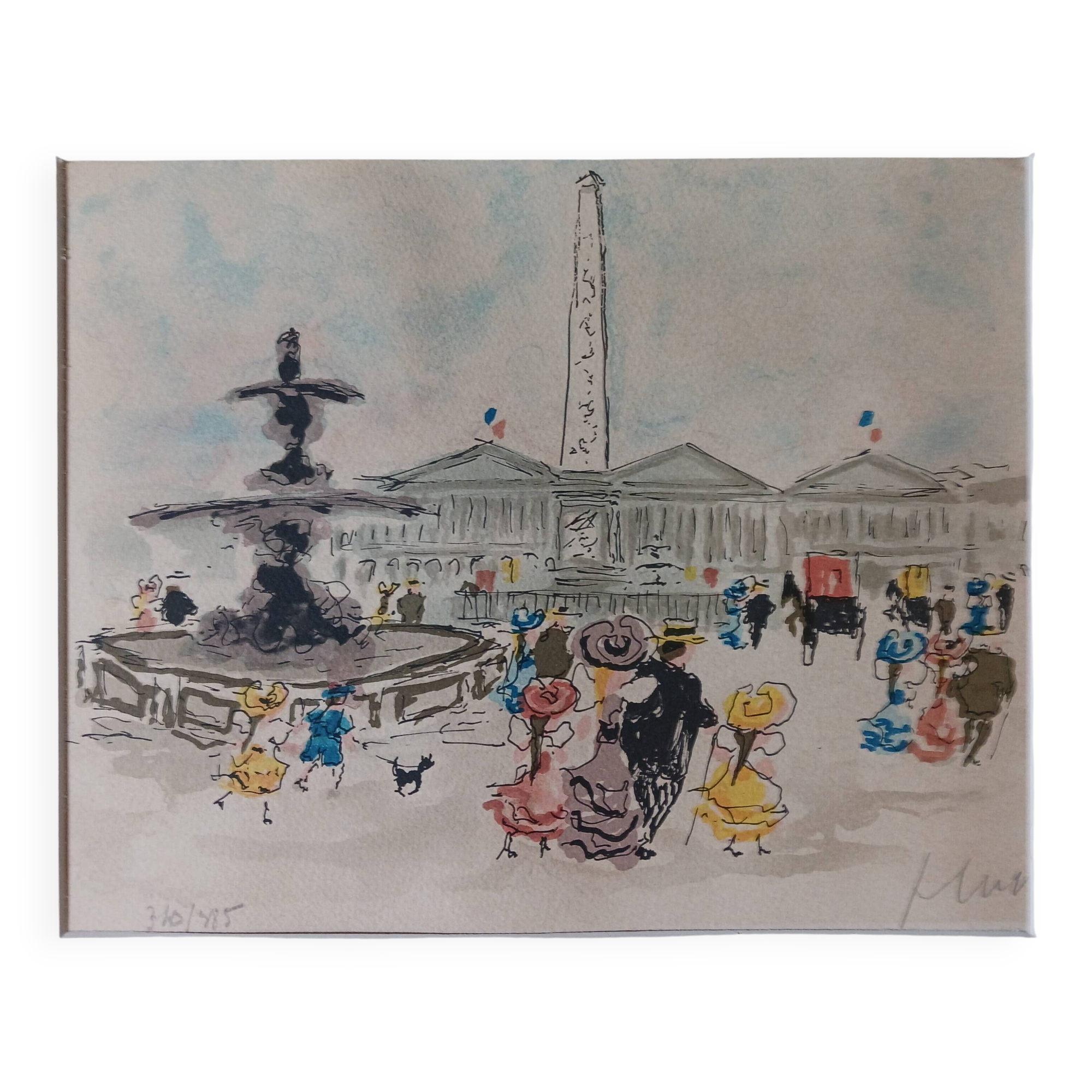 Lithograph of Paris, by Urbain Huchet