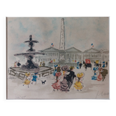 Lithograph of Paris, by Urbain Huchet