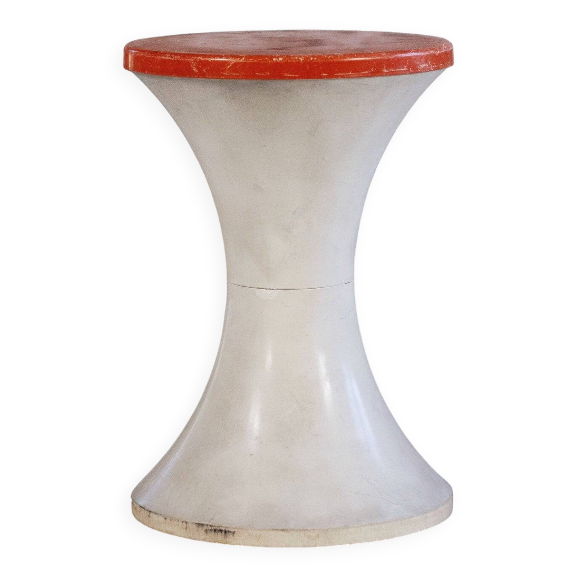 White and dark orange Tam Tam stool by Henry Massonnet for Stamp, 1970.
