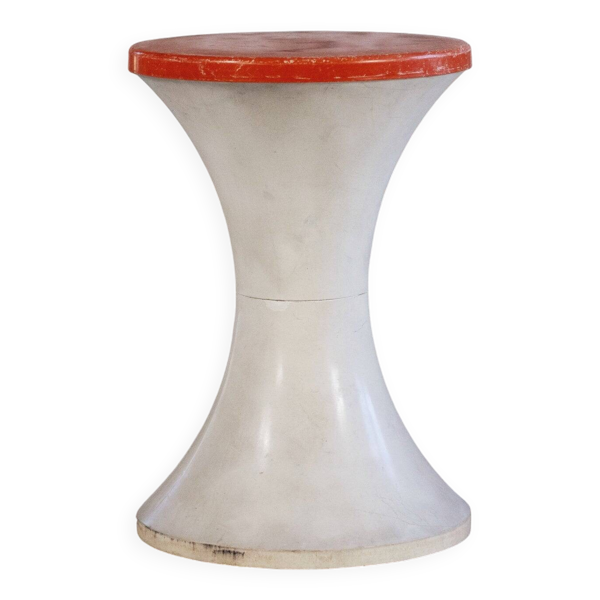 Tabouret Tam Tam blanc et orange foncé par Henry Massonnet pour Stamp, 1970