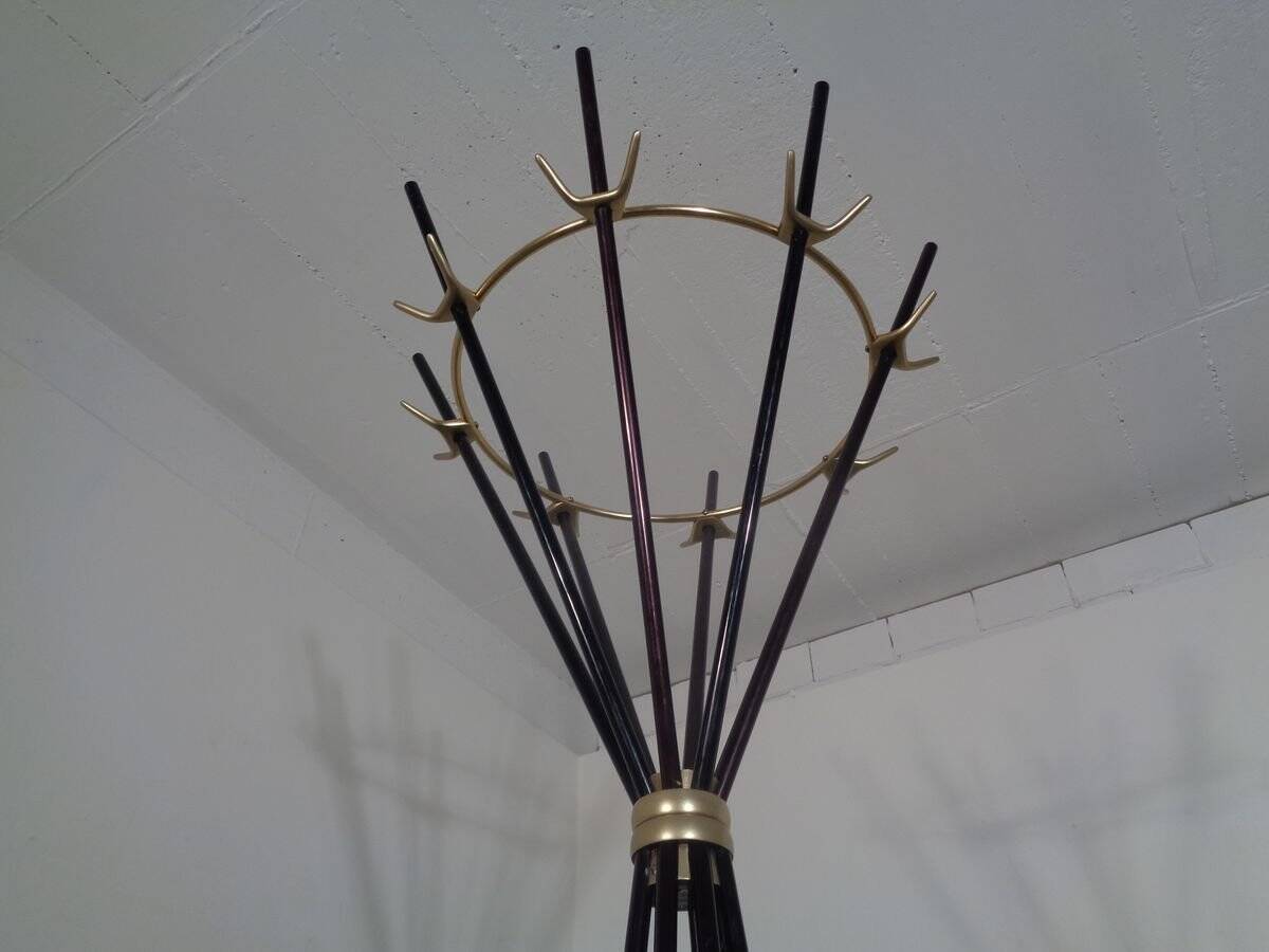 Italian copper and steel tubular coat rack, 1950s