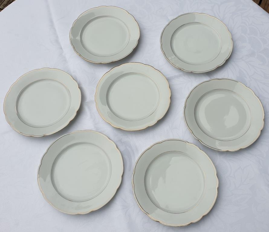 Set 7 plates porcelain gold fillets Seltmann Bavaria