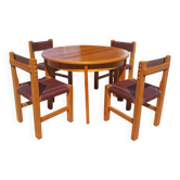Brutalist dining room in elm and leather.