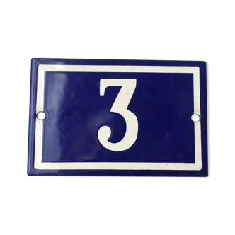 Enamelled plaque street number 3