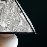 Vintage granite foot lamp and pyramid lampshade in marbled paper