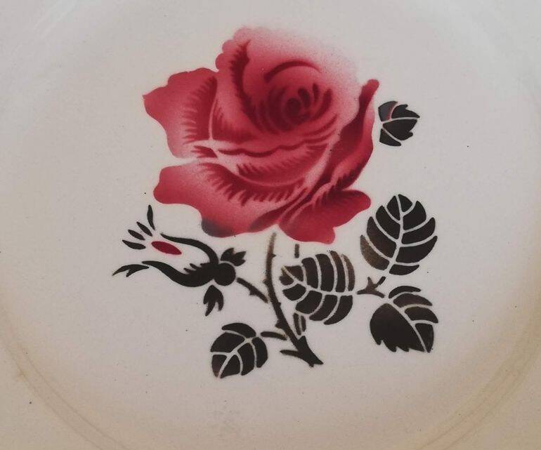 Ensemble 6 assiettes plates vintage Badonviller "Germaine"
