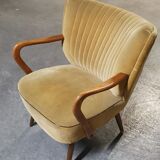 armchair 50s 60s original velvet golden yellow