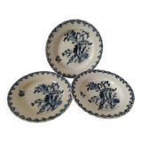 Trio of Gien soup plates – Chardon model in navy blue