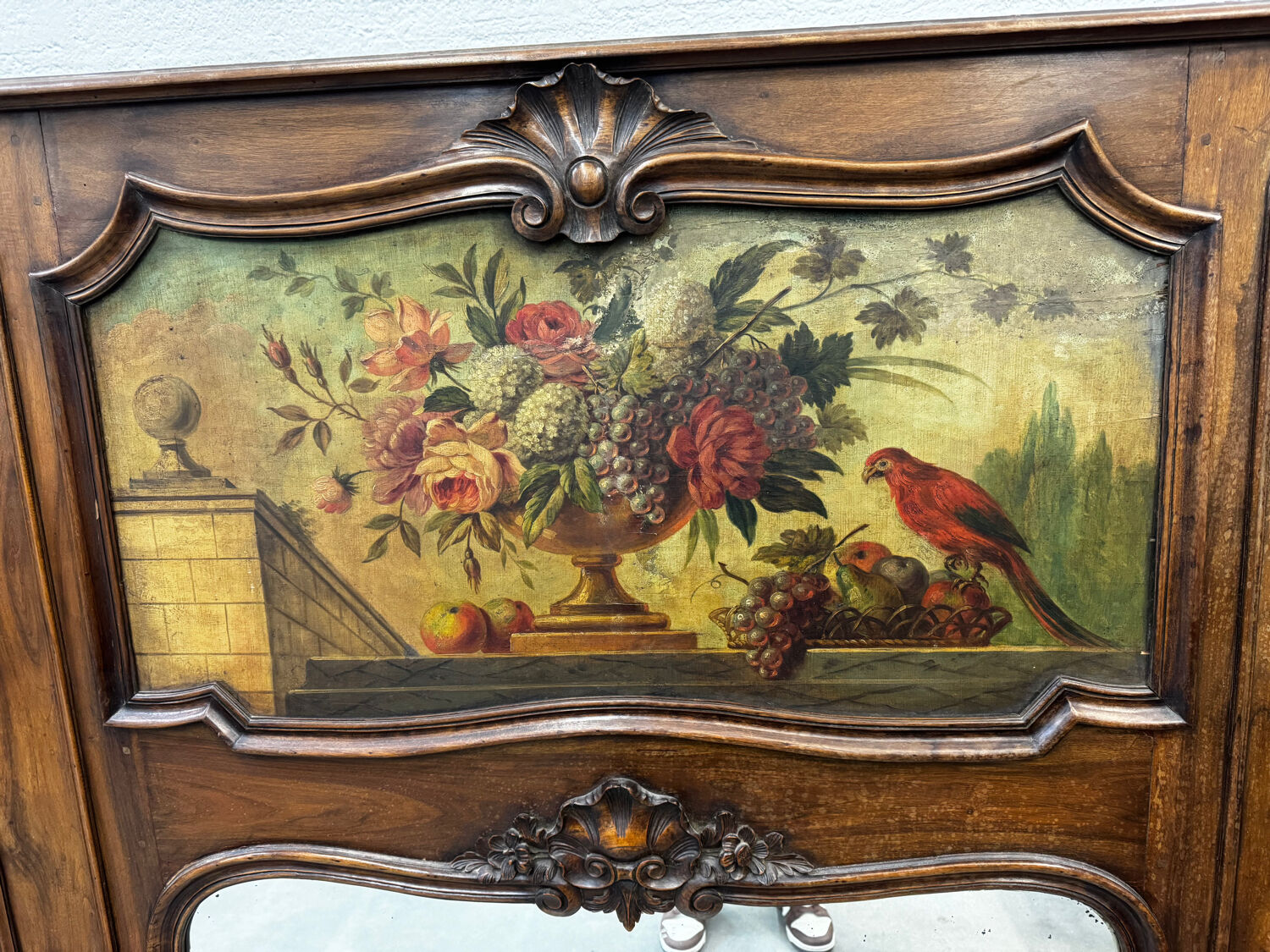 Antique grand trumeau fireplace mirror