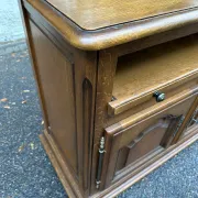 TV cabinet sideboard in solid oak with rotating top 1980