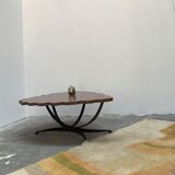 Granite and hammered wrought iron coffee table