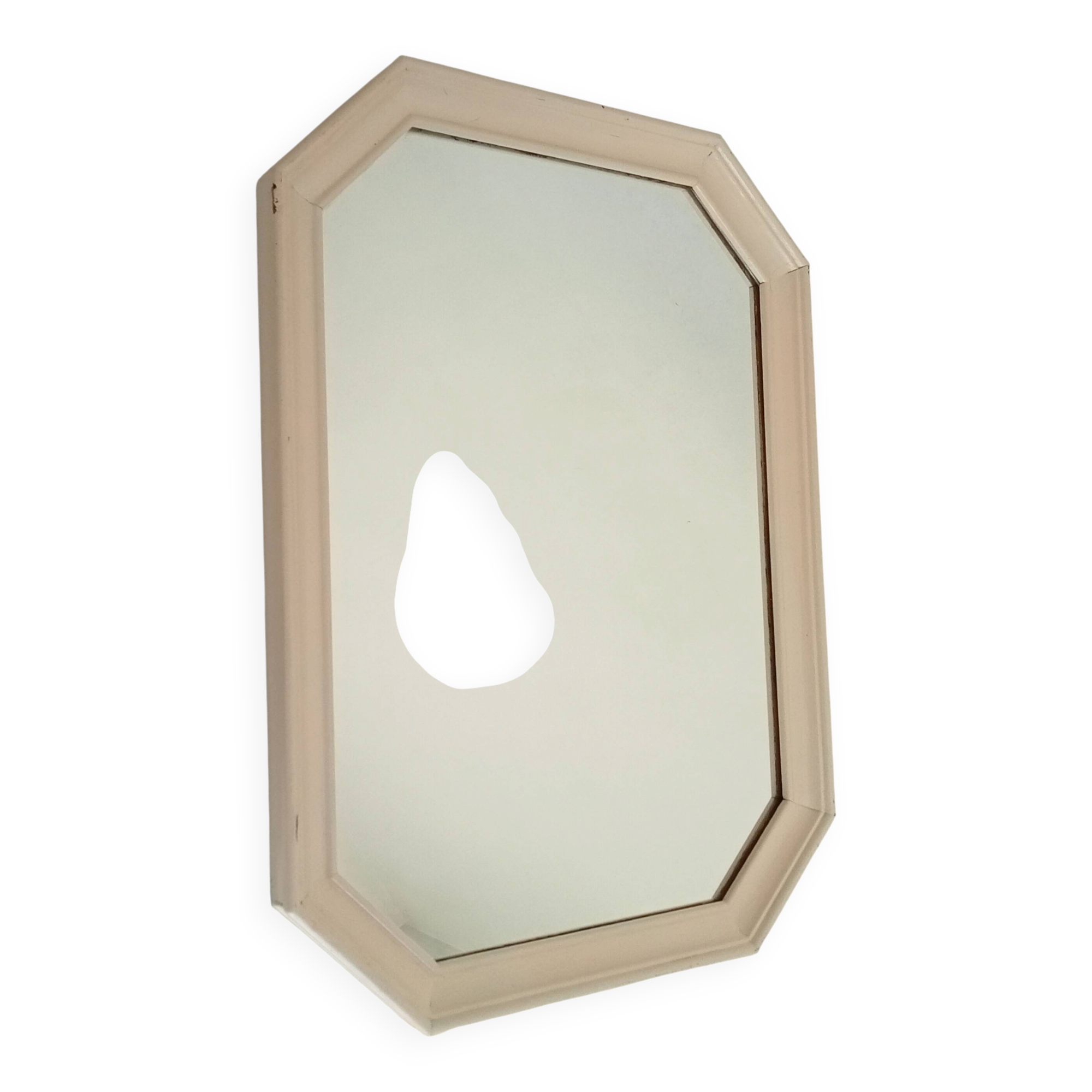 Vintage octagonal white lacquered mirror