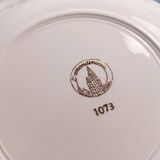 Set of 12 golden and flowery Amandinoise soup plates