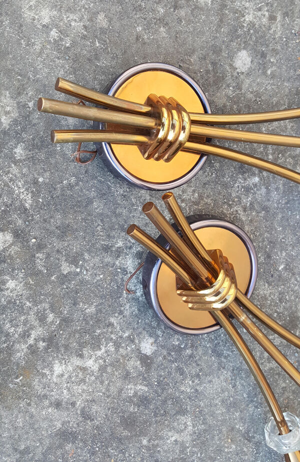 Paire d'appliques arum, production royal lumières, édition Lunel paris années 50