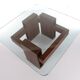 French Brutalist Design coffee table of teak with glass top, 1970