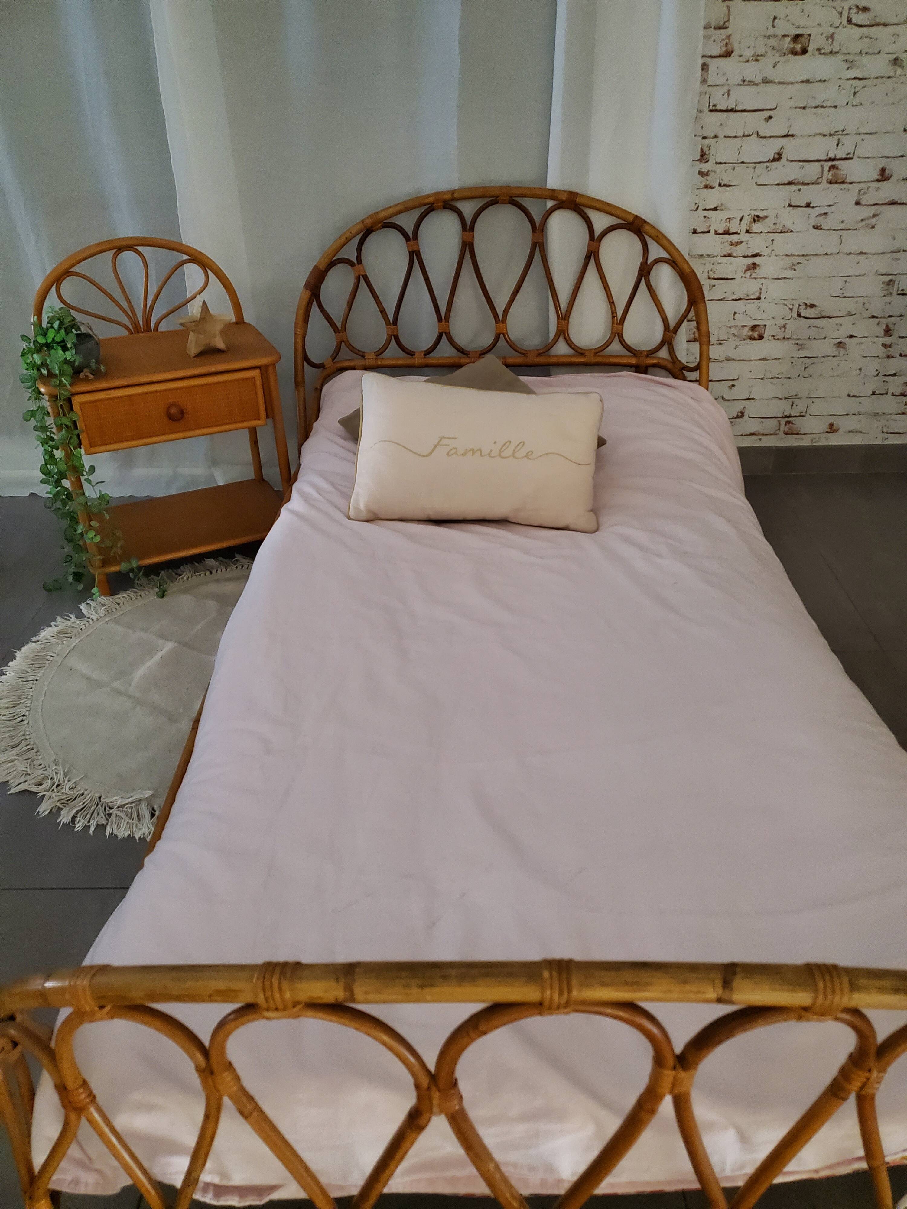 Rattan bed and bedside set